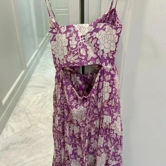 Dress with tie up pulls | size xs/34 | lilac and white - Picture 5 of 13